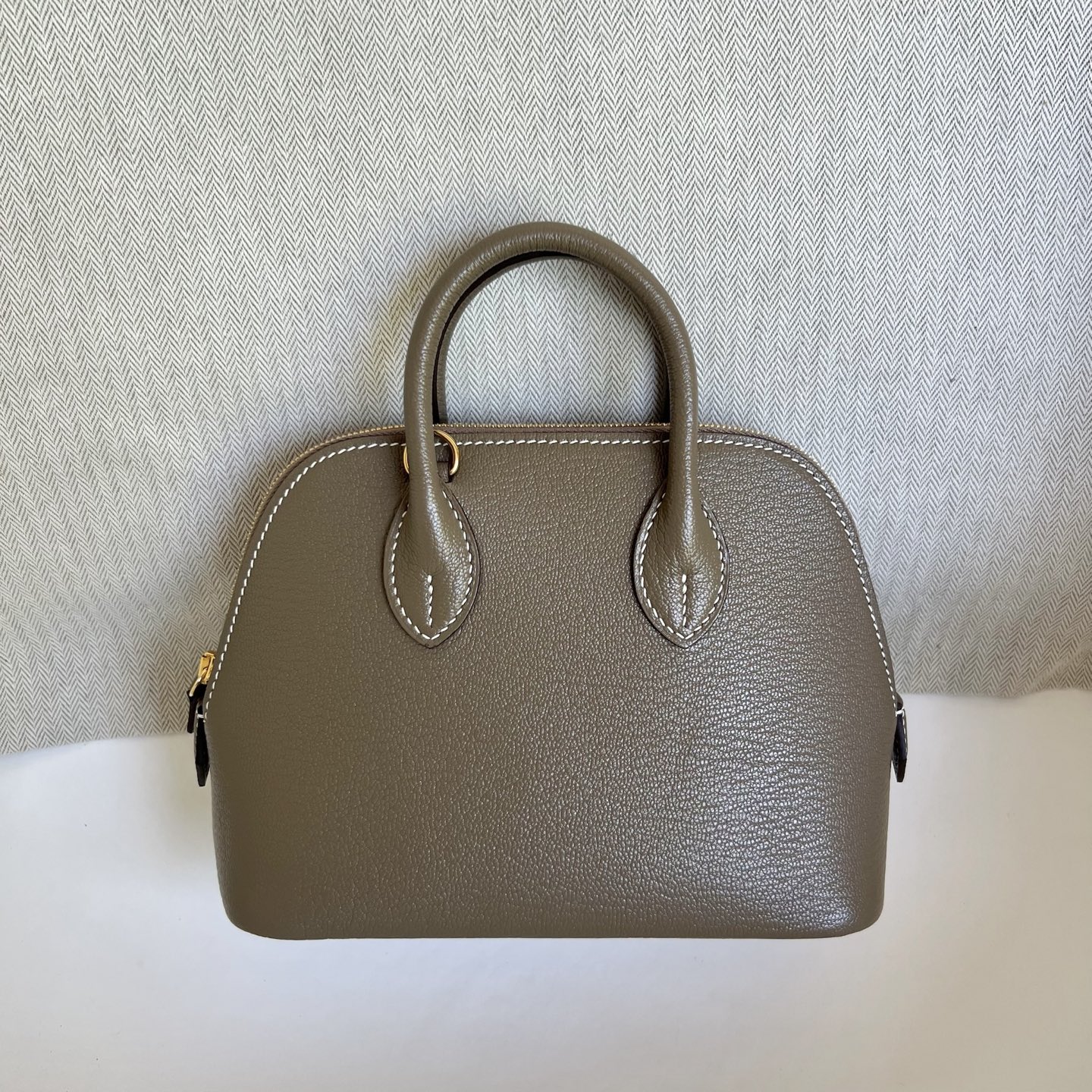 MiniBolide 20cm Chever Color: Ck18 elephant gray Etoupe Fully handmade wax stitching Gold buckle customized✈️ - Image 12