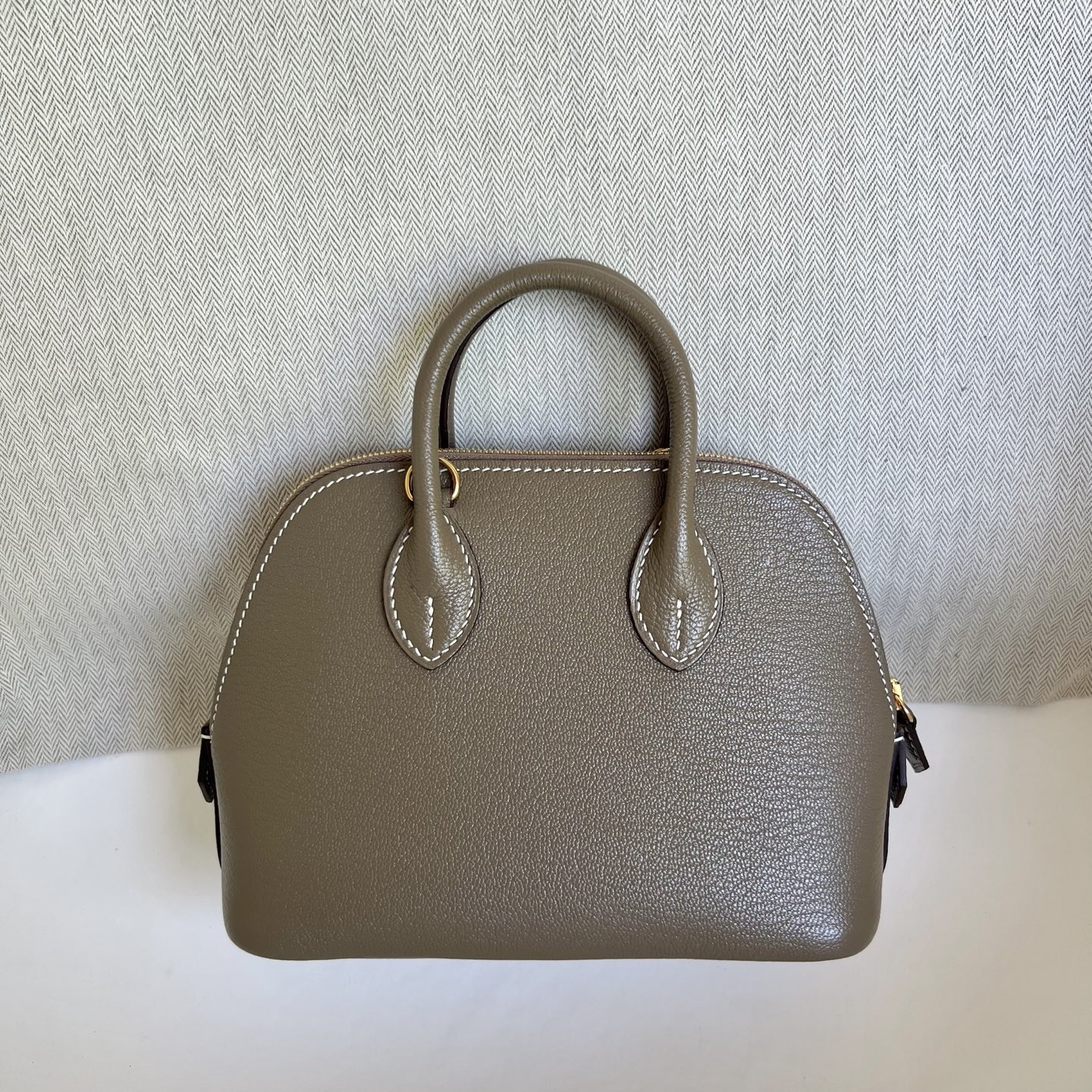 MiniBolide 20cm Chever Color: Ck18 elephant gray Etoupe Fully handmade wax stitching Gold buckle customized✈️ - Image 13