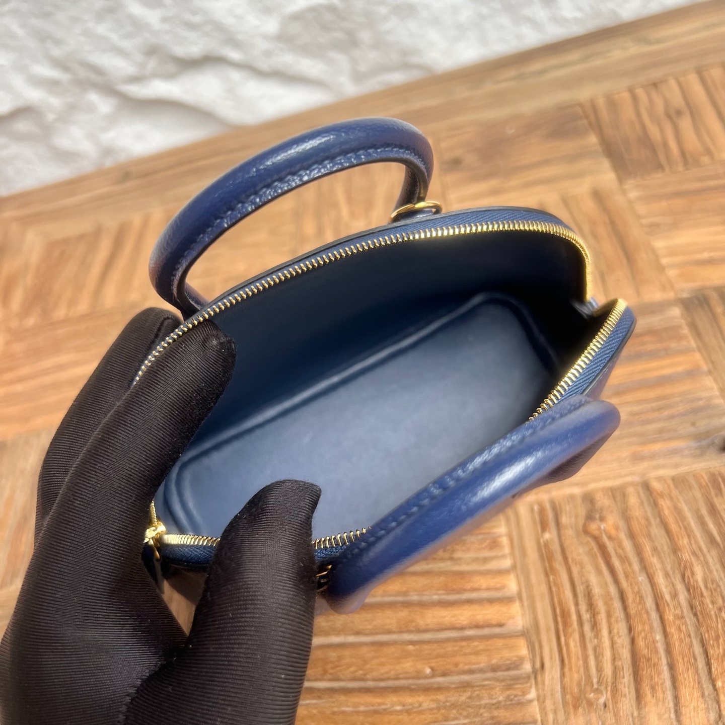 MiniBolide 20cm Chever Color: Ck73 sapphire blue Fully handmade wax stitching Gold buckle customized✈️ - Image 6