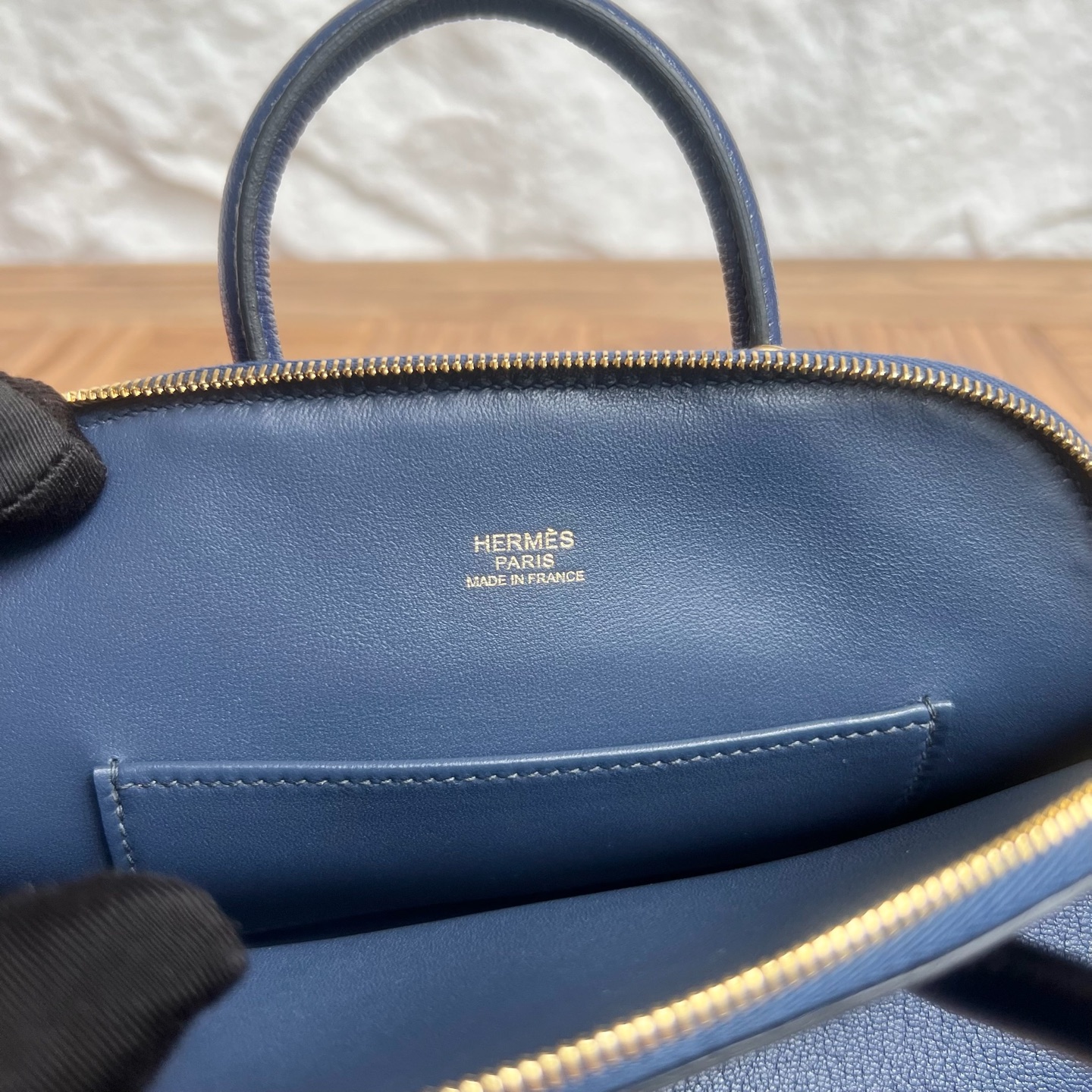 MiniBolide 20cm Chever Color: Ck73 sapphire blue Fully handmade wax stitching Gold buckle customized✈️ - Image 7