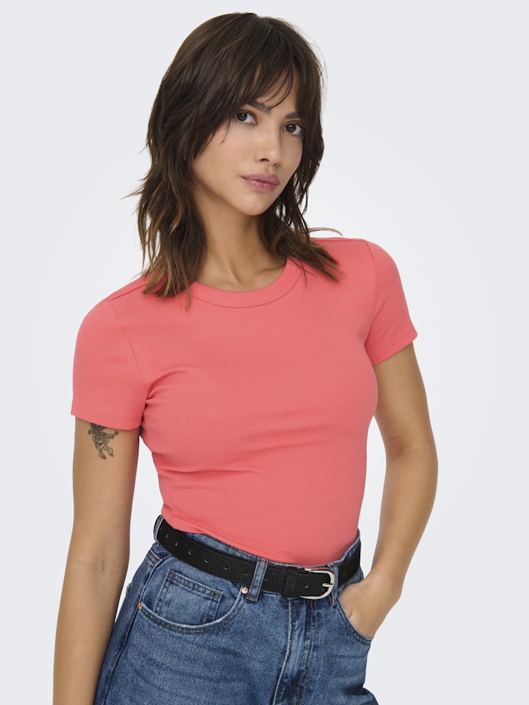 ONLY - T-SHIRT GERIPPT / EASY 