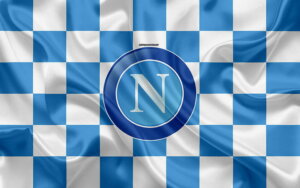 HD wallpaper ssc napoli logo creative art blue white checkered flag italian football club emblem silk texture serie a naples italy napoli fc