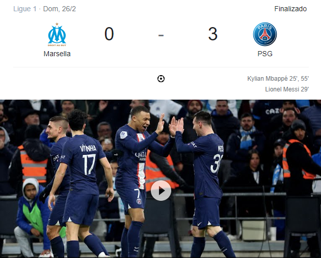 El partido que decidió el campeonato de fútbol en Francia a favor del PSG. / Fuente: Google.com