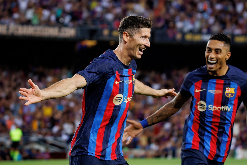 Barcelona, ,Aug,7:,Lewandowski,Celebrates,After,Scoring,A,Goal
