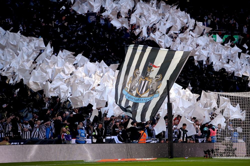Newcastle,United,Fans,Are,Seen,With,Flags,Ahead,Of,The