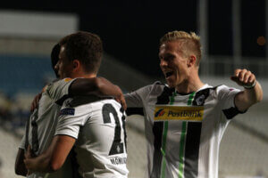 Borussia,Monchengladbach's,Players,Celebrate,A,Goal,During,The,Uefa,Europa