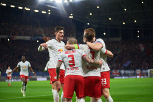 Leipzig,,Germany, ,March,20,,2020:,Footballers,Celebrating,Goal,The