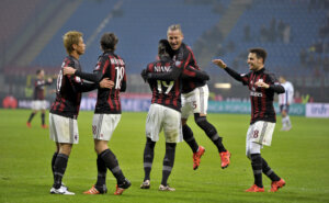 Milan,,Italy december,01,,2015:,Ac,Milan,Soccer,Players,Celebrating,After