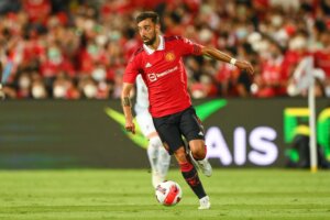 Bruno,Fernandes,#8,Of,Manchester,United,Control,The,Ball,During