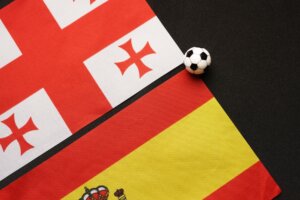 Spain,Vs,Georgia,,Football,Match,With,National,Flags