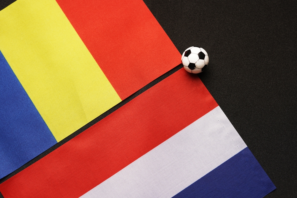 Romania,Vs,Netherlnads,,Football,Match,With,National,Flags