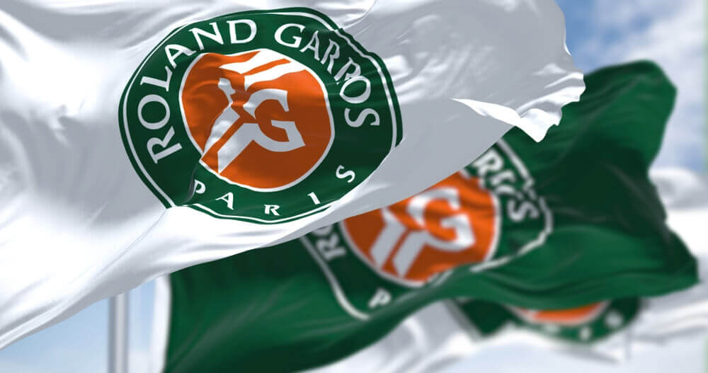 Paris,,France,,April,2022:,Three,Flags,With,The,Roland garros,Logo