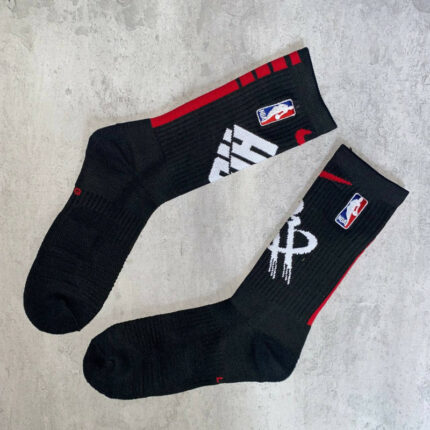 NBA Houston Rockets Elite Black and Red Socks