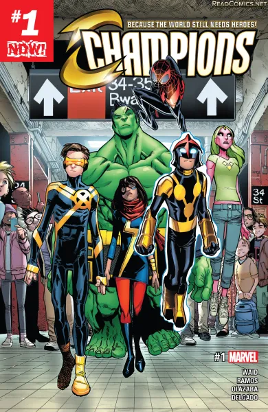 Read collections Champions (2016) comic books online in PDF for free by Mark Waid, illustrated by Humberto Ramos. Enjoy best free stories now.