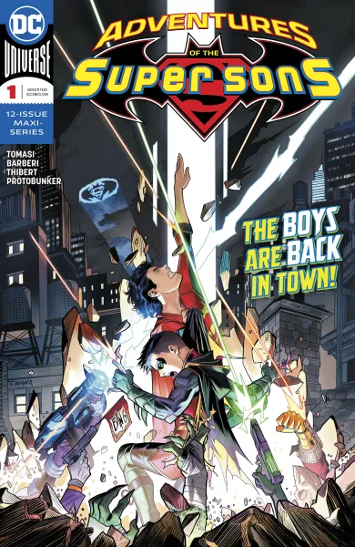 Read collections Adventures of the Super Sons (2018) comic books online in PDF for free by Peter Tomasi, illustrated by Carlo Barberi. Enjoy best free stories now.