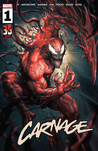 Read collections Carnage (2022) comic books online in PDF for free by Ram V, illustrated by Francesco Manna. Enjoy best free stories now.