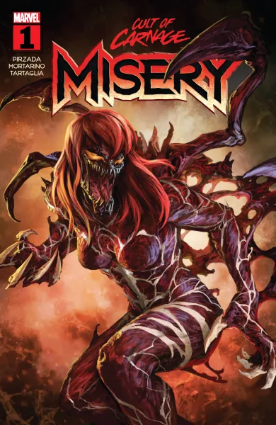 Read collections Misery: Cult of Carnage (2023) comic books online in PDF for free by Sabir Pirzada, illustrated by Francesco Mortarino. Enjoy best free stories now.