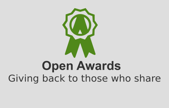 Logo del projecte Open Awards, Giving back to those who share