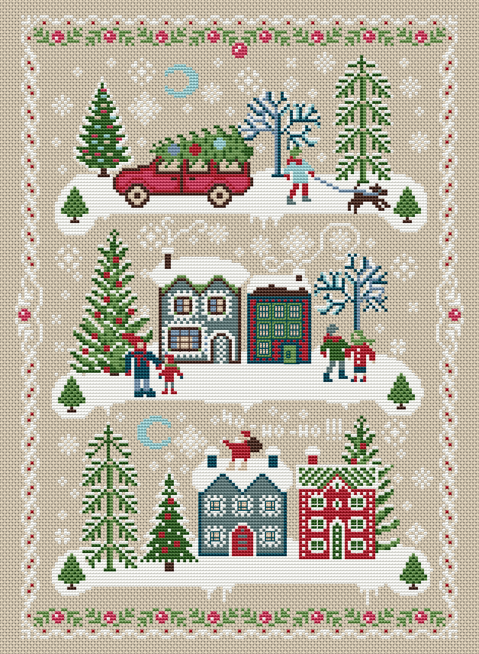 Christmas Sampler Cross Stitch Pattern Winter Primitive PDF 128 6 Christmas Sampler Cross Stitch Pattern Winter Primitive PDF 128 - Image 6