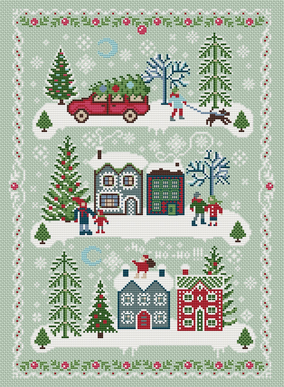 Christmas Sampler Cross Stitch Pattern Winter Primitive PDF 128 5 Christmas Sampler Cross Stitch Pattern Winter Primitive PDF 128 - Image 5