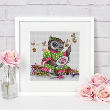Owl The Embroiderer Digital Cross Stitch Pattern