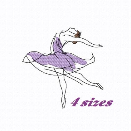 Machine embroidery design ballerina pes jef dst