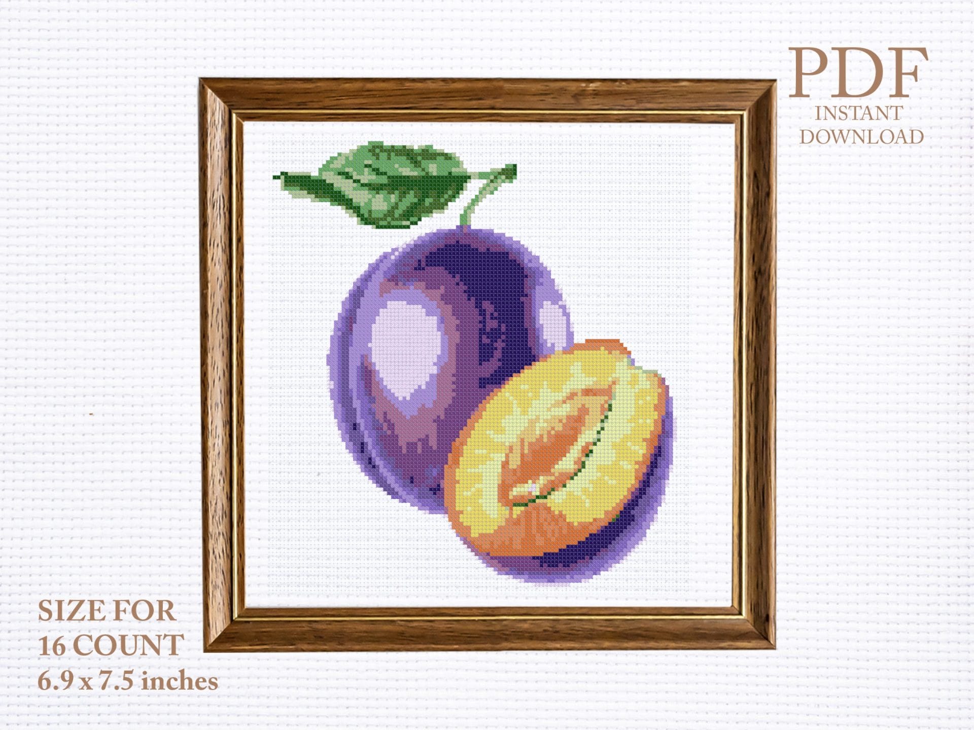 Plum cross stitch pattern 1 Plum cross stitch pattern