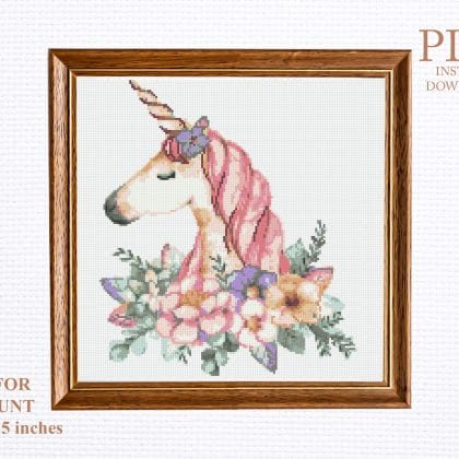 Unicorn cross stitch pattern PDF