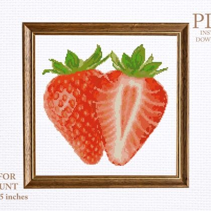 Strawberry cross stitch pattern