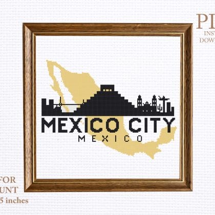 MEXICO CITY cross stitch pattern