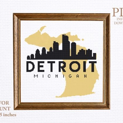 DETROIT cross stitch pattern
