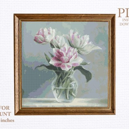 Tulip cross stitch pattern
