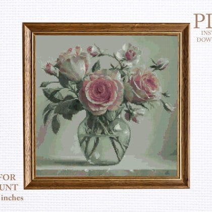 Roses cross stitch pattern