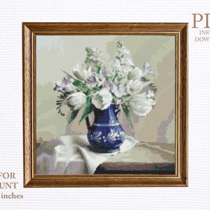 bouquet of white tulips