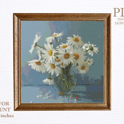 Bouquet of daisies cross stitch pattern