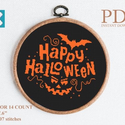 Happy halloween cross stitch pattern