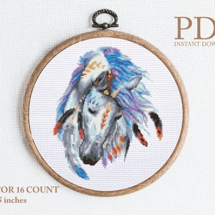 horse watercolor cross stitch pattern