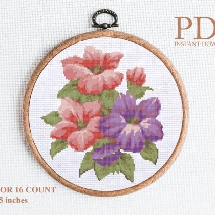 Flowers lilies cross stitch pattern PDF