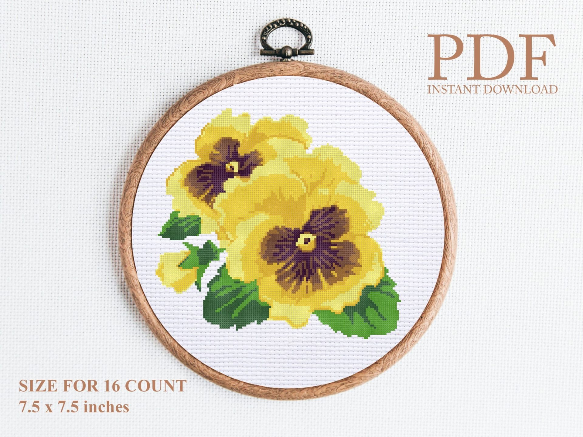 Flowers yellow pansies cross stitch pattern 1 Flowers yellow pansies cross stitch pattern
