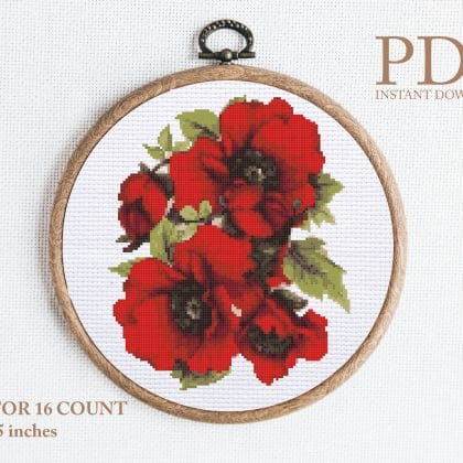 poppies cross stitch pattern