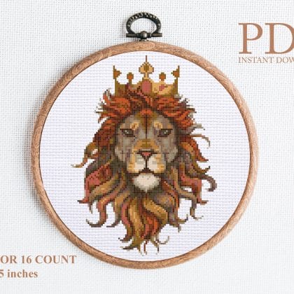 Lion cross stitch pattern