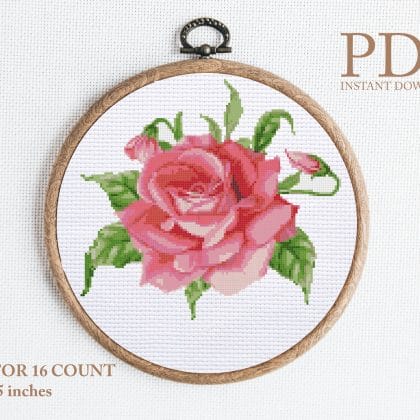 Flower rose cross stitch pattern