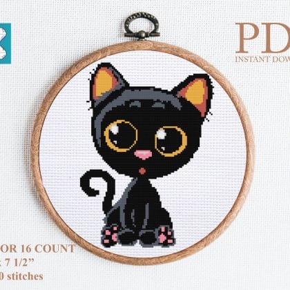Black cat cross stitch
