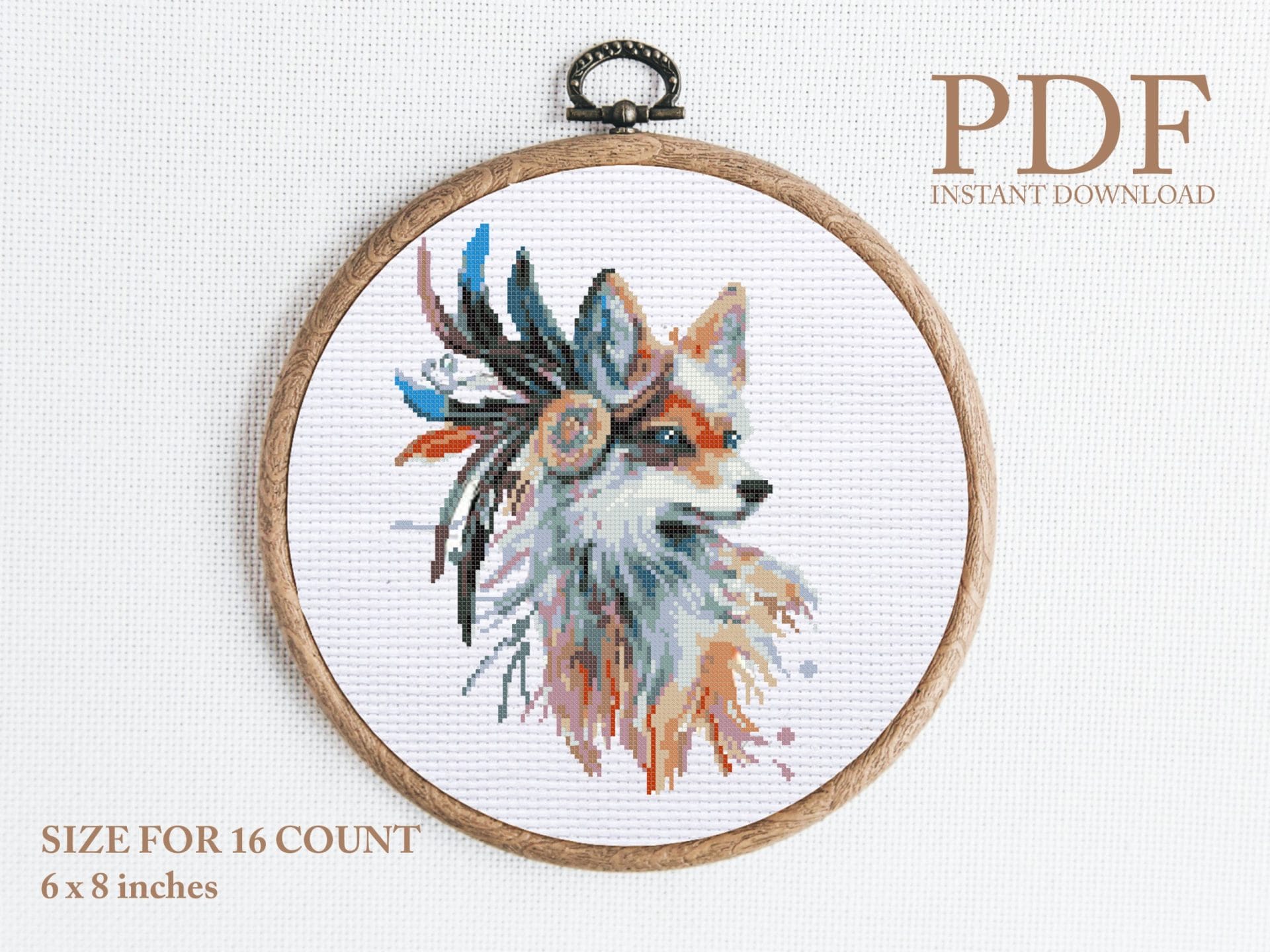 Fox watercolor cross stitch pattern 1 Fox watercolor cross stitch pattern