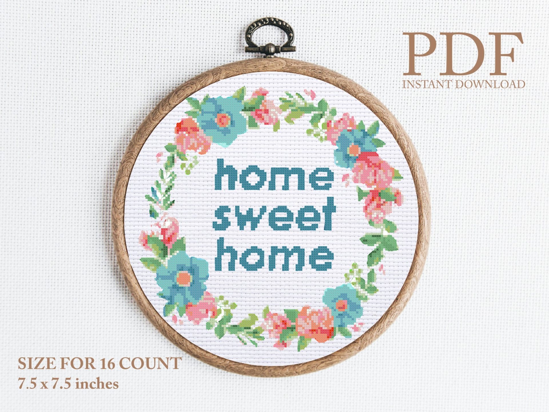Wreath home sweet home cross stitch pattern 1 home sweet home cross stitch pattern