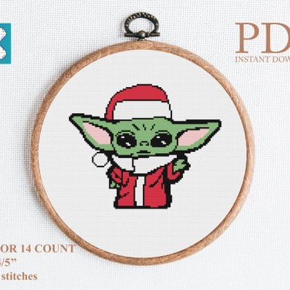 Baby yoda cross syitch pattern