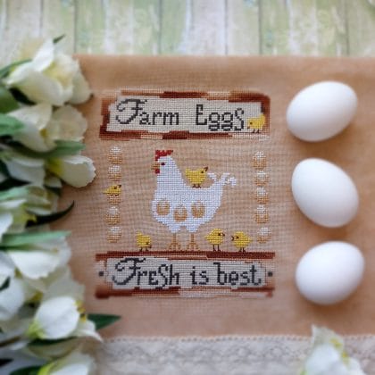 Easter Chicken Cross Stitch pattern, Primitive Sampler chart, PDF Instant download