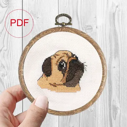 cross stitch pattern Pug