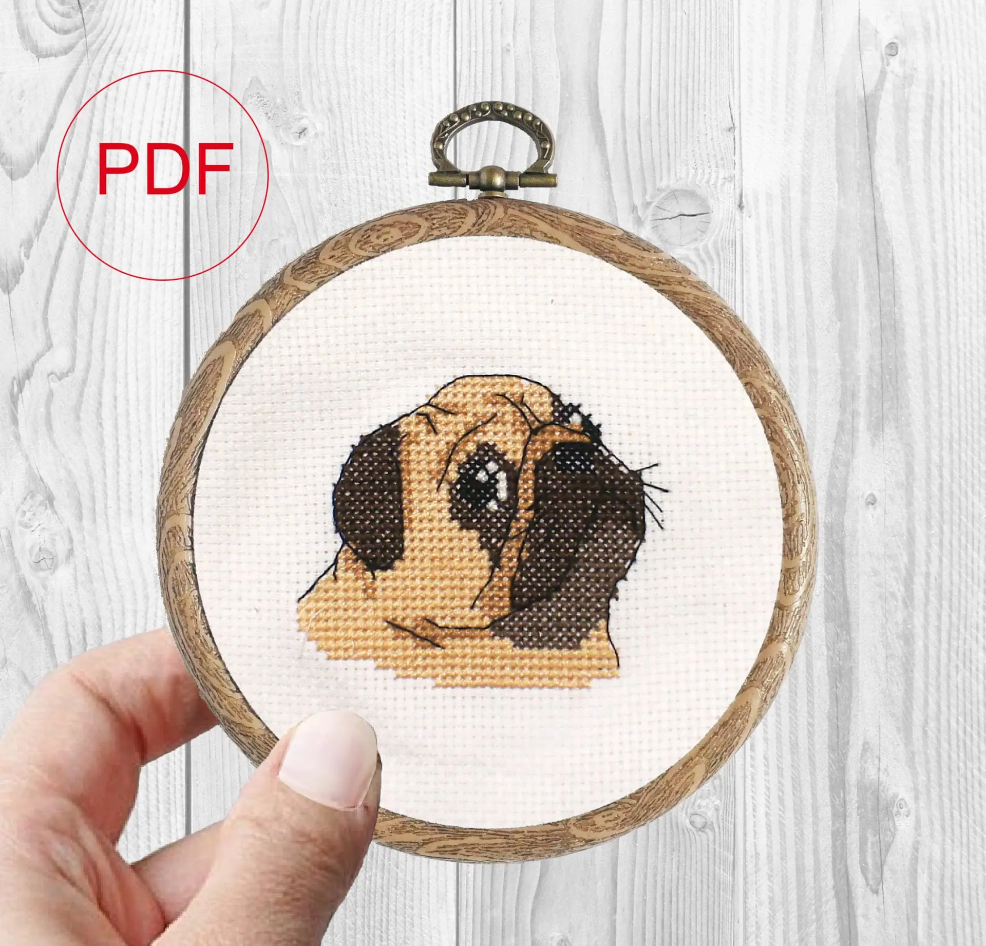 Tiny cross stitch pattern Pug 1 cross stitch pattern Pug