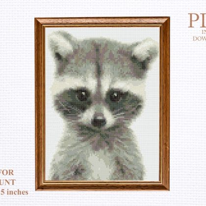 Raccoon cross stitch pattern PDF